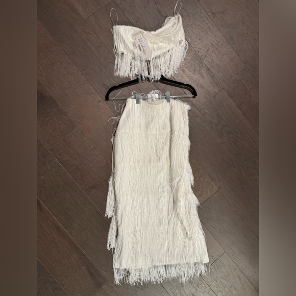 12th Tribe White Fringe Midi Skirt - Picture 3 of 4